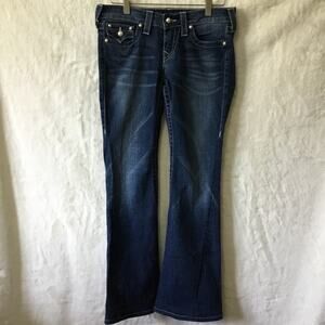 True Religion Blue Pearl Button Wide-Leg Jeans